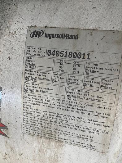 Used Ingersoll Rand 15 HP Air Compressor OL15E15