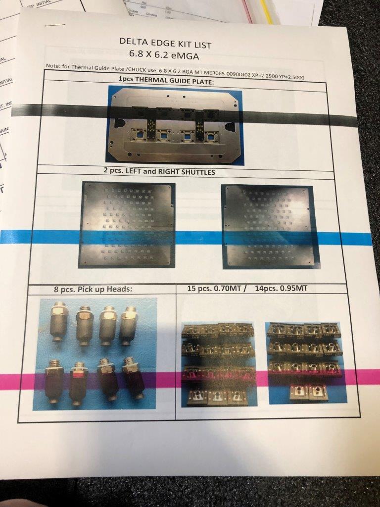 Used DELTA DE8000 6.8 x 6.2 eMGA Test Handler Change Kit
