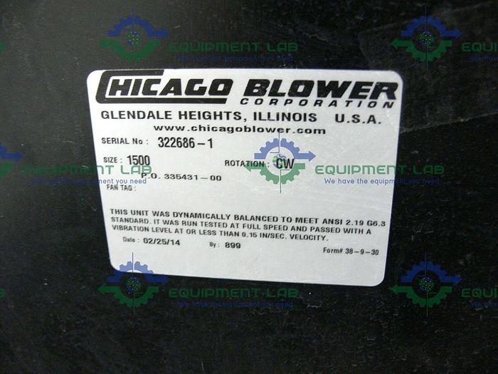Used WEG 5HP Chicago Blower size 1500 w/ Aeroacoustic 8-TA-2A Tubular Silencer