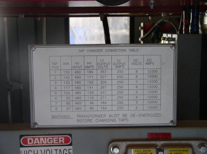 Used 12,000 amp 9 volt RAPID DC Power Supply*: Input 400 amps @ 480 volts