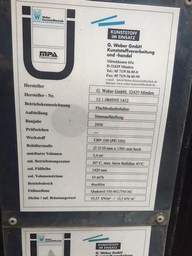 Brugt 5 m3 plast tank med røreværk etc. SOLGT