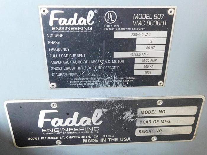 Used Fadal CNC VMC 8030HT