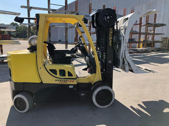 12,000 POUND ROLL CLAMP FORKLIFT TRUCK W/ 60” DIAMETER CASCADE ROLL...
