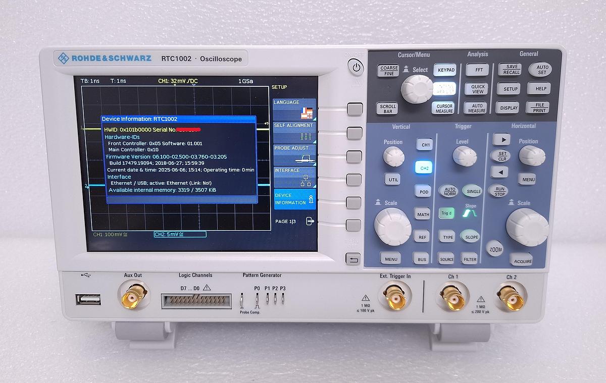 Rohde & Schwarz (R&S) RTC-BNDL RTC1000 Series 300MHz Digital Oscillscope Pkg
