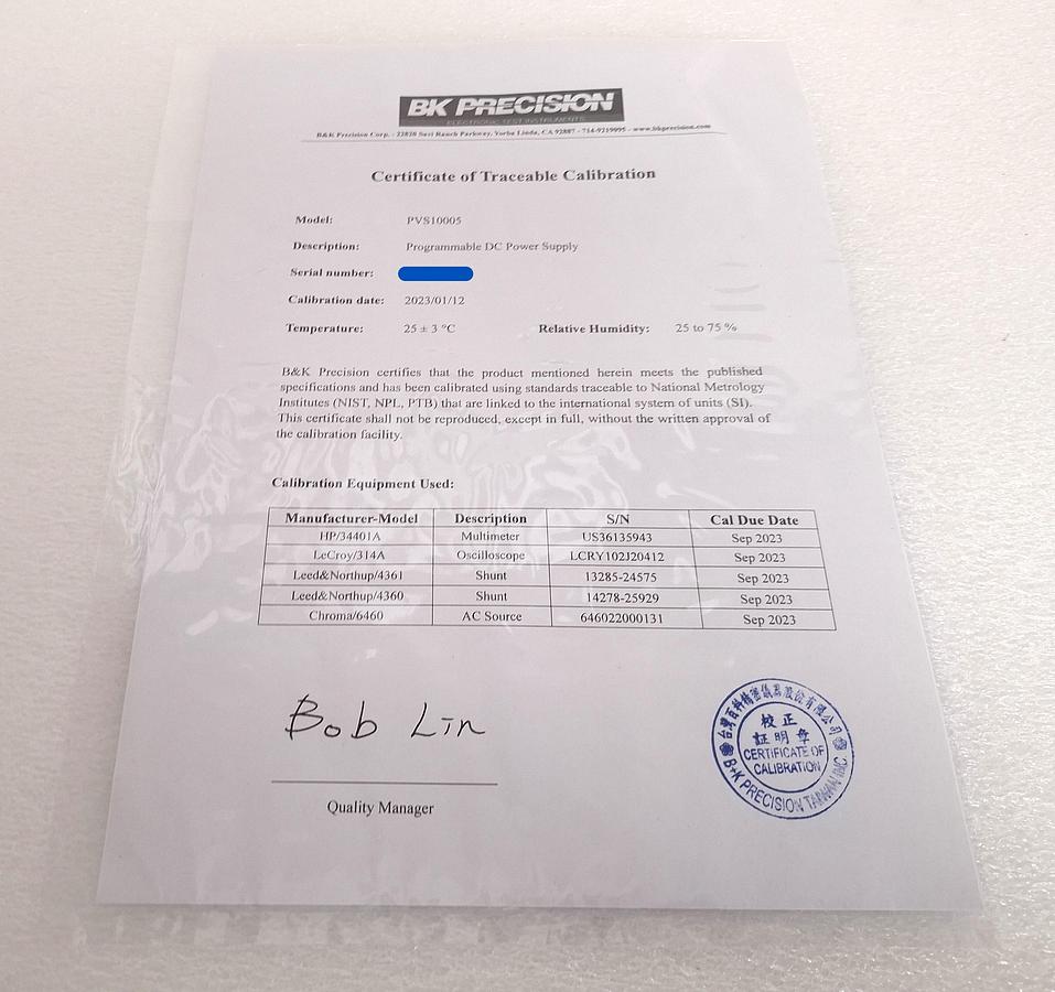 B&K Precision PVS10005