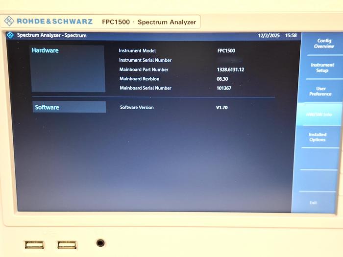 Used Rohde & Schwarz (R&S) FPC1500 (FPC-COM2) 3GHz Spectrum Analyser
