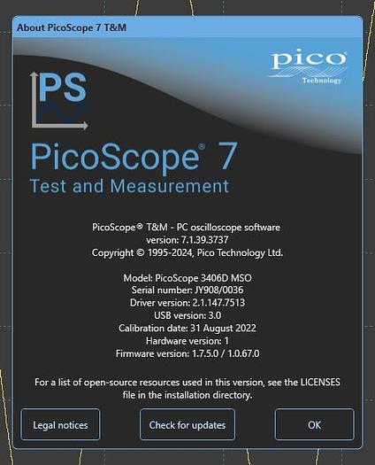 Used Pico Technology PicoScope 3406D MSO PC USB Mixed Signal Oscilloscope