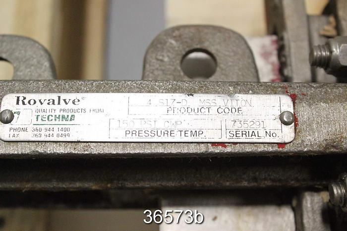 Used Rovalve 4" Hand Operated Knife Gate Valve, S17-D #36573
