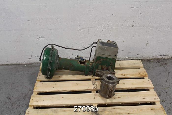 Used Fisher V100 Control V-Ball Valve, 3", 316 Stainless Steel Body, 17-4 Ph Shaft, Ball/Disc 317 Stainless Steel, 316 Stainless Steel Seat, Type 1052 Actuator, Size 40, Action Pdto, Series 3600 Positioner, Cl600 Rating Wafer. #27098