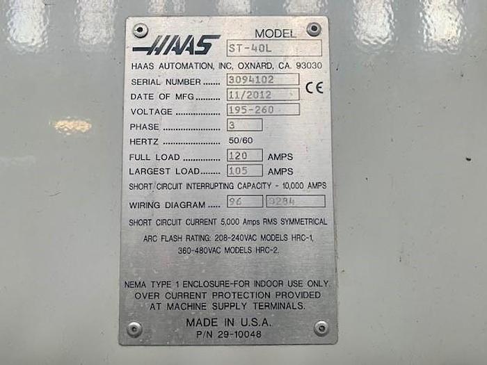 Used 2013 Haas ST-40L CNC Turning Center
