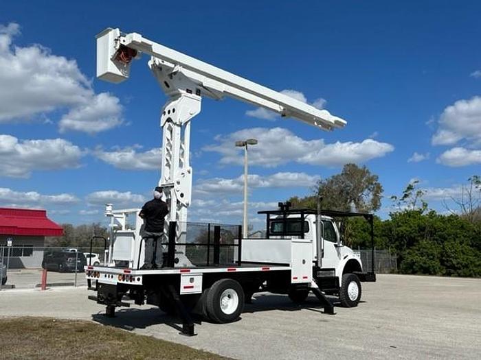 Used Lift-All 75ft Bucket Boom on 2008 Freightliner M2 106 4x4 Reg Cab Flatbed Truck - C84239
