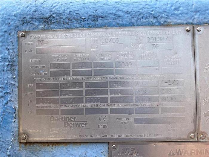 Used 2005 Gardner Denver PZJ Triplex Mud Pump