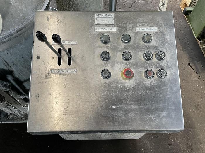 Used 250 LITER MISCHTECHNIK HOFFMAN PLANETARY MIXER WITH DISCHARGE RAM - S/S - JACKETED
