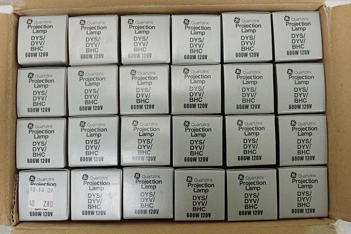 Used Case of 24 GE DYS/DYV/BHC Quartzline Projection Lamps Bulbs 600W 120V
