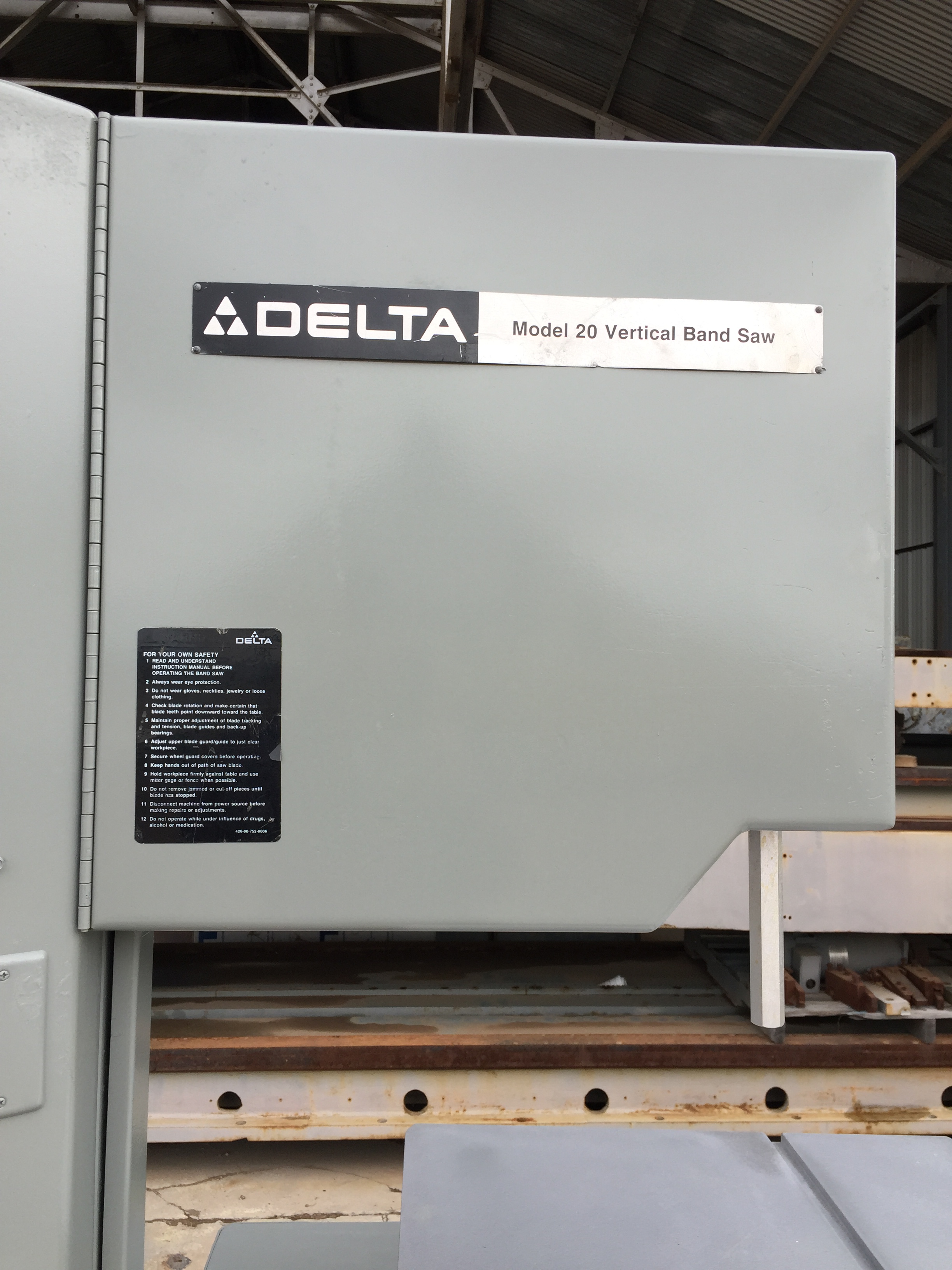 Used 20” Delta  Vert. Band Saw