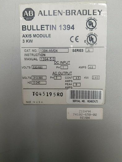 Used Allen Bradley 1394-AM04 Series A UPS RED SAME DAY SHIP