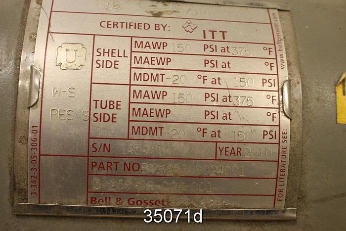 Used Bell & Gossett 5-260-08-024-001 Shell and Tube Heat Exchanger #35071