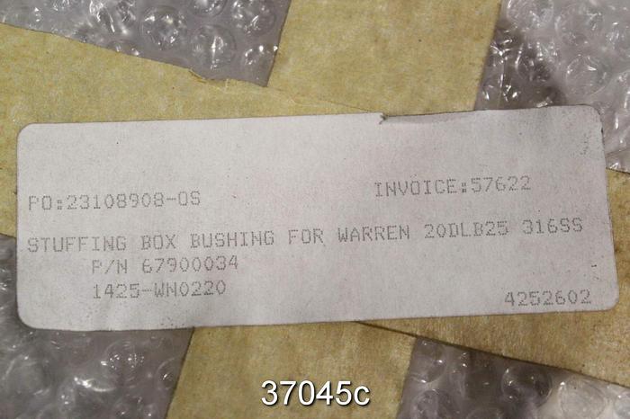 Unused Warren 20DLB25 Stuffing Box Bushings, 67900034 #37045