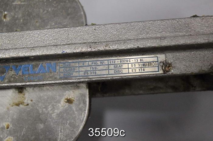 Used Velan L12-0320C-13BL 4" Hand Operated Knife Gate Valve #35509