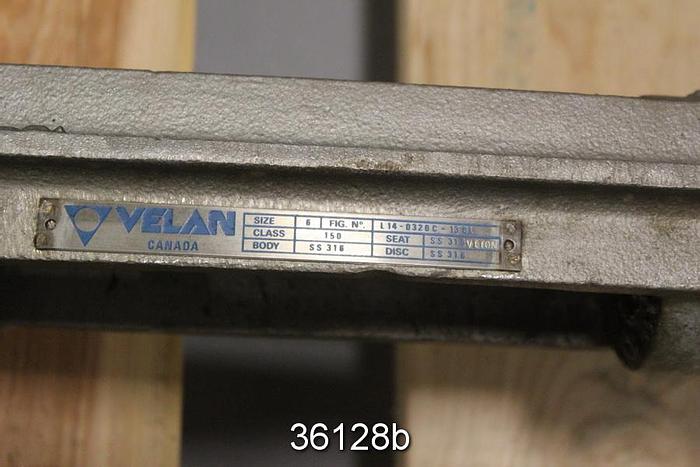 Used Velan 6" Hand Operated Knife Gate Valve, L14-0320C-13BL #36128