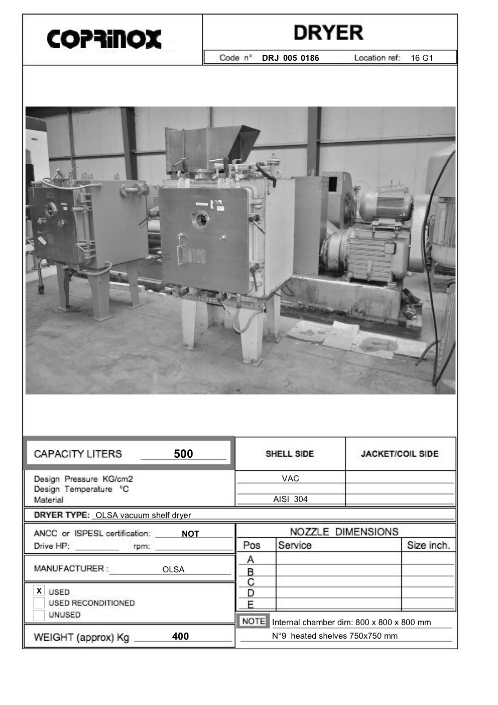 Usato Armadio essiccatore OLSA 500 lt