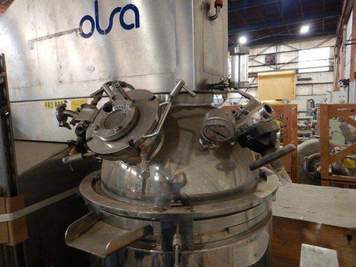 Used 40 GALLON (150 LITER) OLSA VACUUM HOMOGENIZER MIXER - 316L S/S - JACKETED