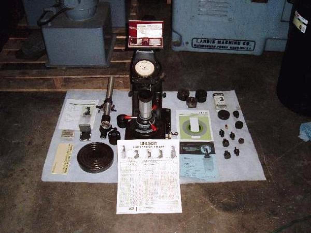 Used Wilson Rockwell, extra weights, tables, pressure plates, diamonds, cover, more