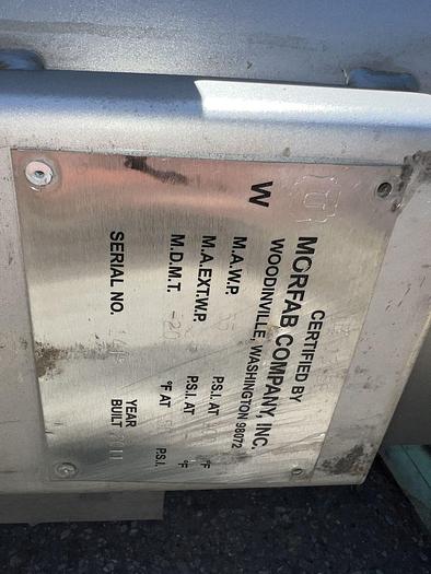Used Tank, 190 Gallon, S/st, 55 PSI, DT/DB, Morfab #S744615