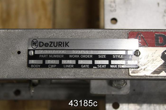 Used Dezurik 6" Air Operated Knife Gate Valve #43185