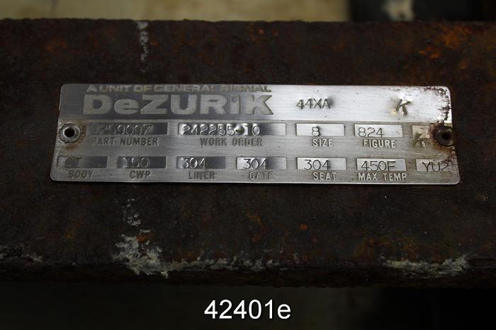 Used Dezurik 8" Hand Operated Knife Gate Valve #42401