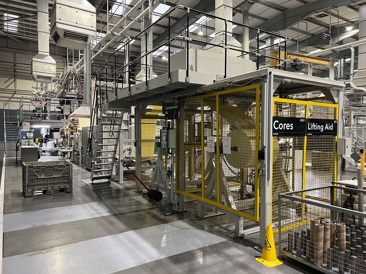 Used 1200mm Wide SML Coextrusion PP Sheet Line With 105mm Extruder + 2 x 75mm Coextruders, 1300mm Die, 1400mm Calender, Haul Off Winder 1200kg/hr 2007