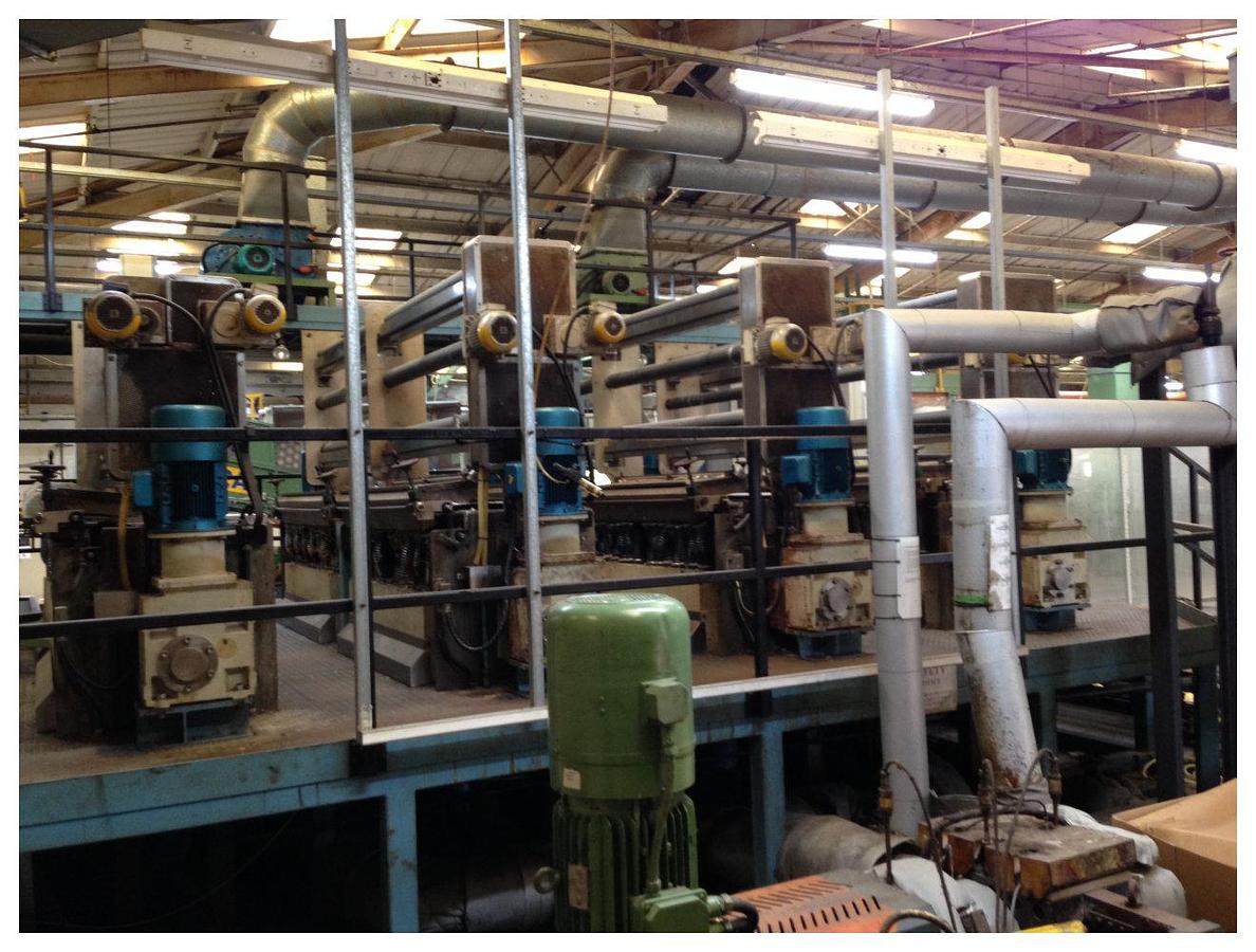 Used 600mm wide Plasticisers PP staple fibre line with 150mm and 60mm extruders. Complete with godets, ovens, crimper for 6-20 denier fibres. Up to 650kg/hr 1997