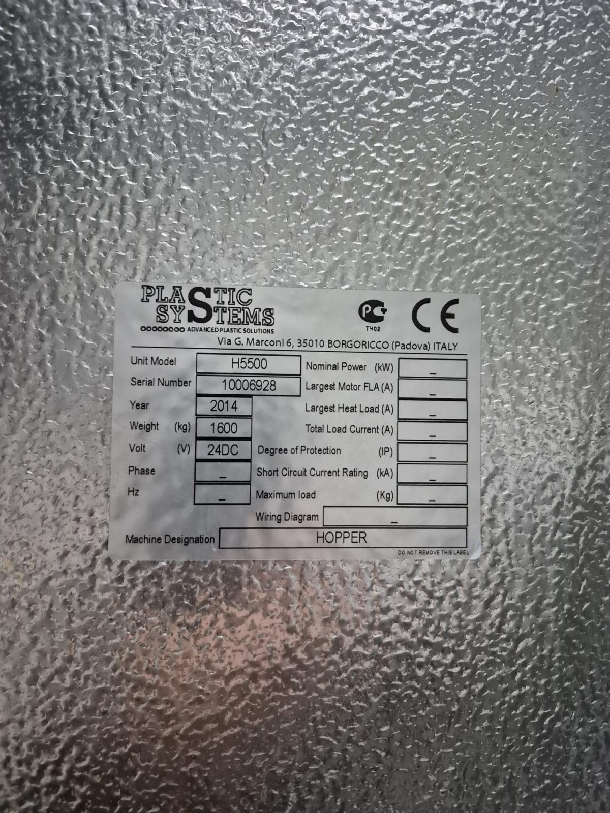 Used 5500litre Piovan model D5500 high temp dehumidifying dryer 2015