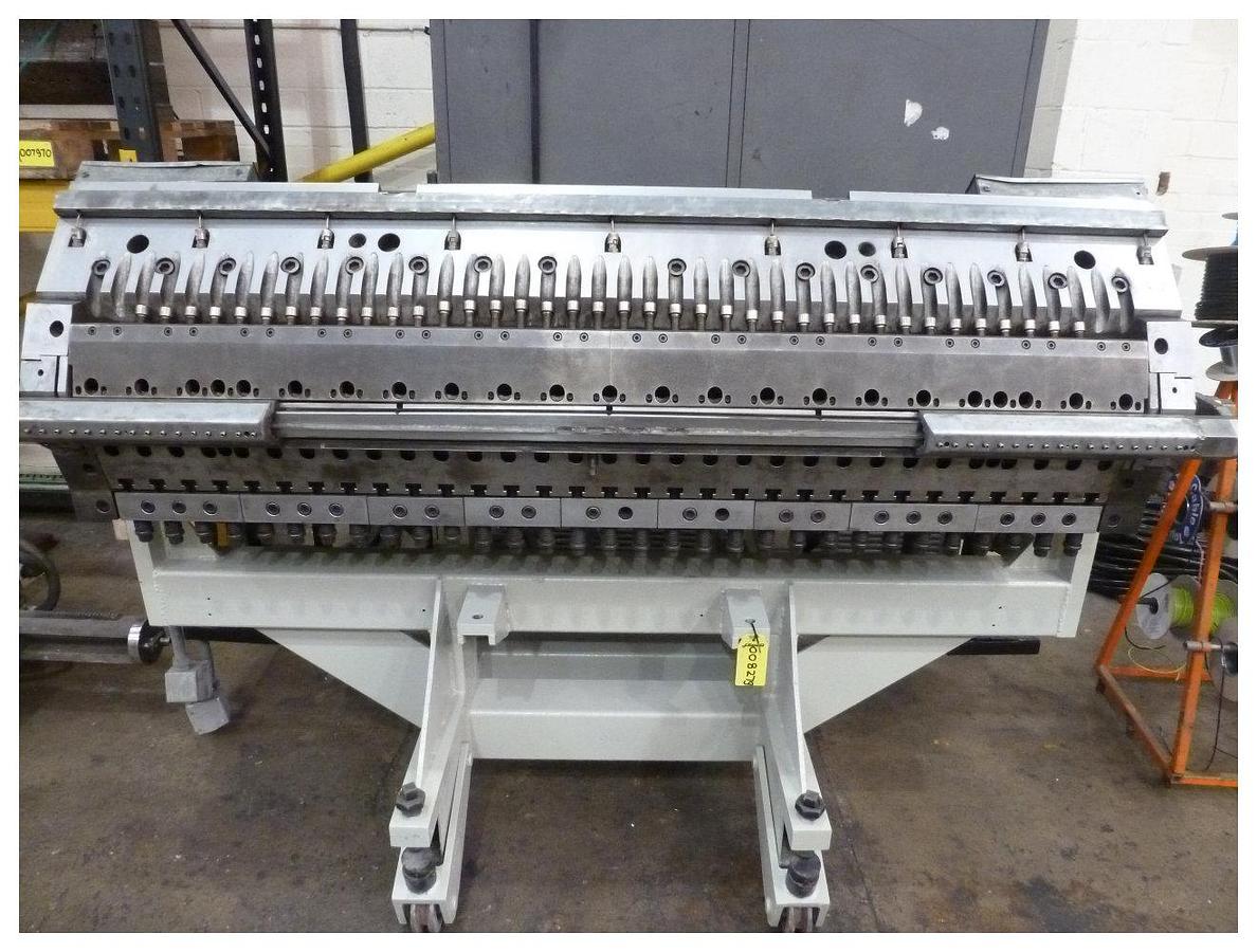 Used 1800mm wide Carraro flex lip multimanifold sheet die with ABC feedblock. 0.5-9mm die gap range. Conical feedblock replaceable inserts.