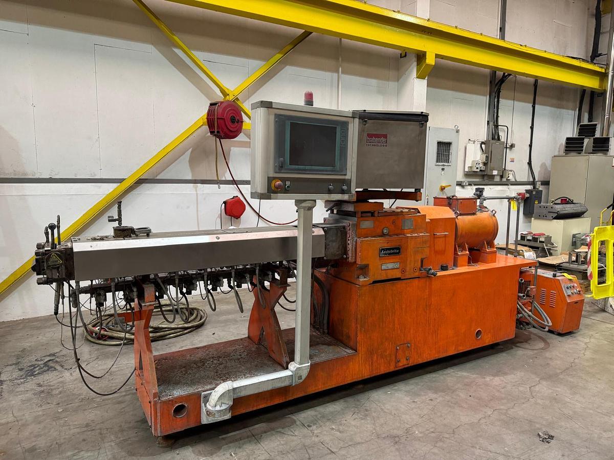 Used 40mm Leistritz co rotating twin screw extruder model ZSE 40HP 36D.