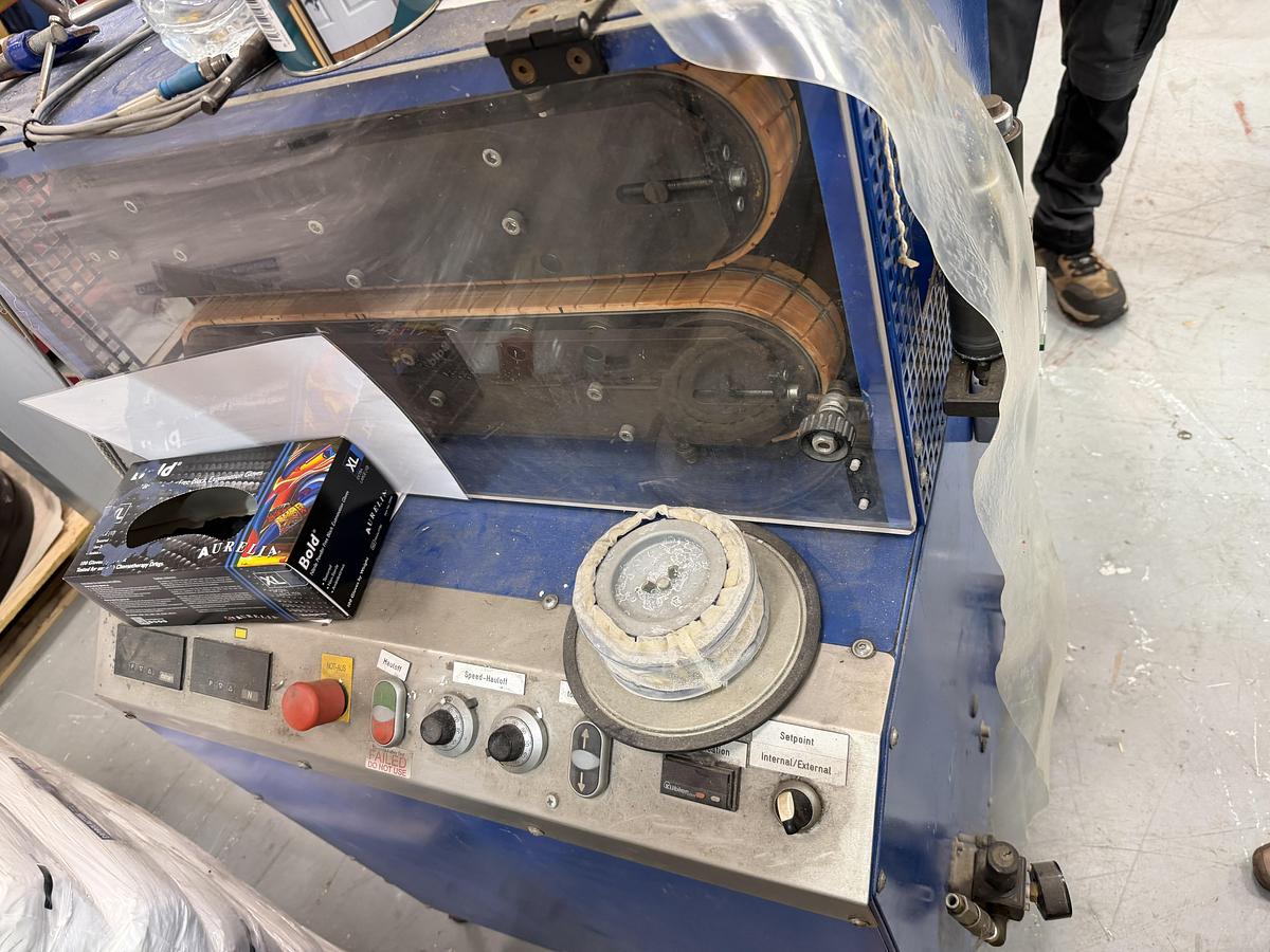 Used 75mm 2 belt Haul off with top/bottom variable speed belts. Peter Gillard