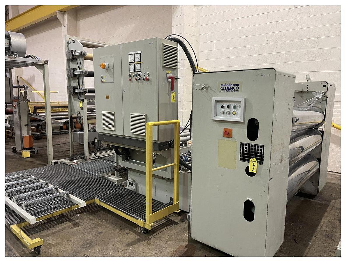 Used 1600mm Wide Battenfeld Gloenco  Sheet Line  120mm Extruder, , 1400mm Die, Roll Stack, Haul Off Winder.