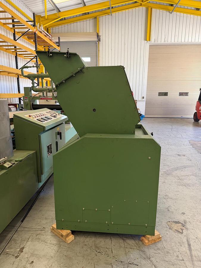 Used 450mm x 350mm Rapid model 3545 KUP granulator soundproofed with 22kw motor.