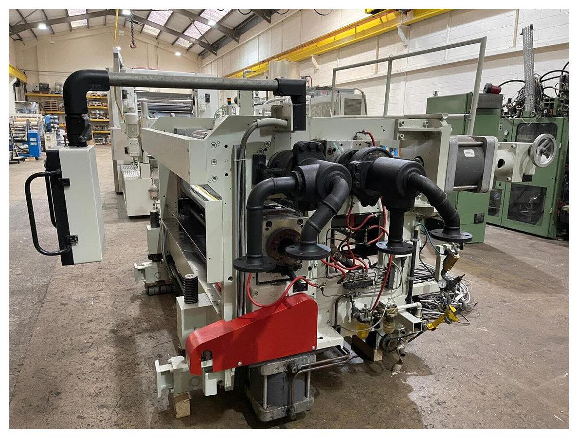 Used 1850mm wide Breyer 3 Roll Polishing Stack. 300mm diameter. Individual roll drives with planetary gearboxes. 6 x Spare rolls ( 5 chrome + 1 Matt). 3kw ac motors