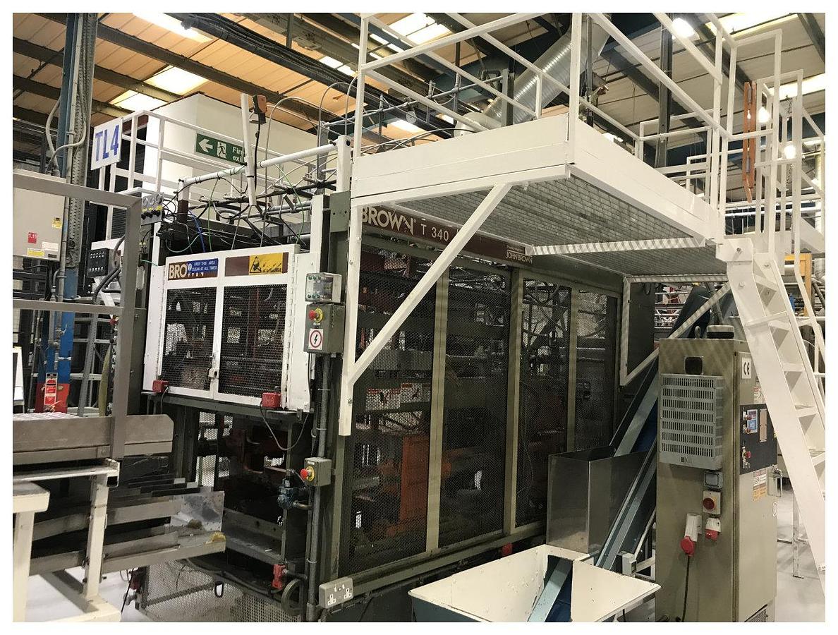 Used 40" Brown model B4042 thermoformer  , B4042 former and T340 trim press. 1996