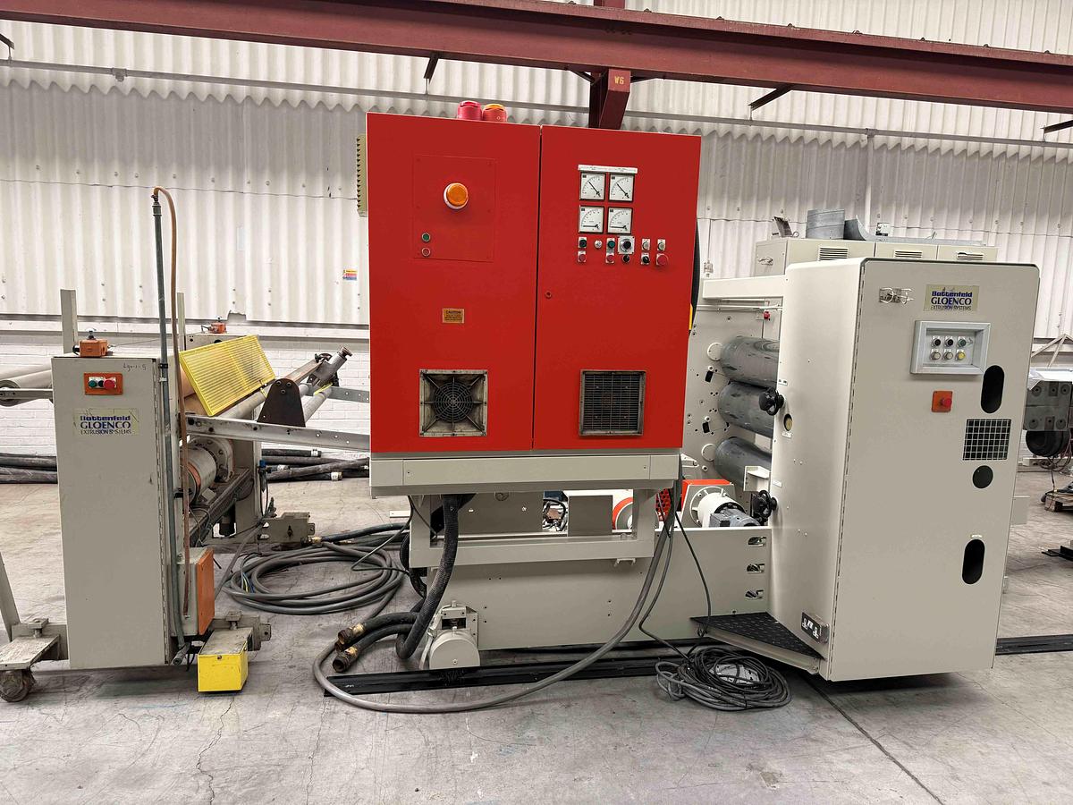 Used 1600mm Wide Battenfeld Gloenco  Sheet Line  120mm Extruder, , 1400mm Die, Roll Stack, Haul Off