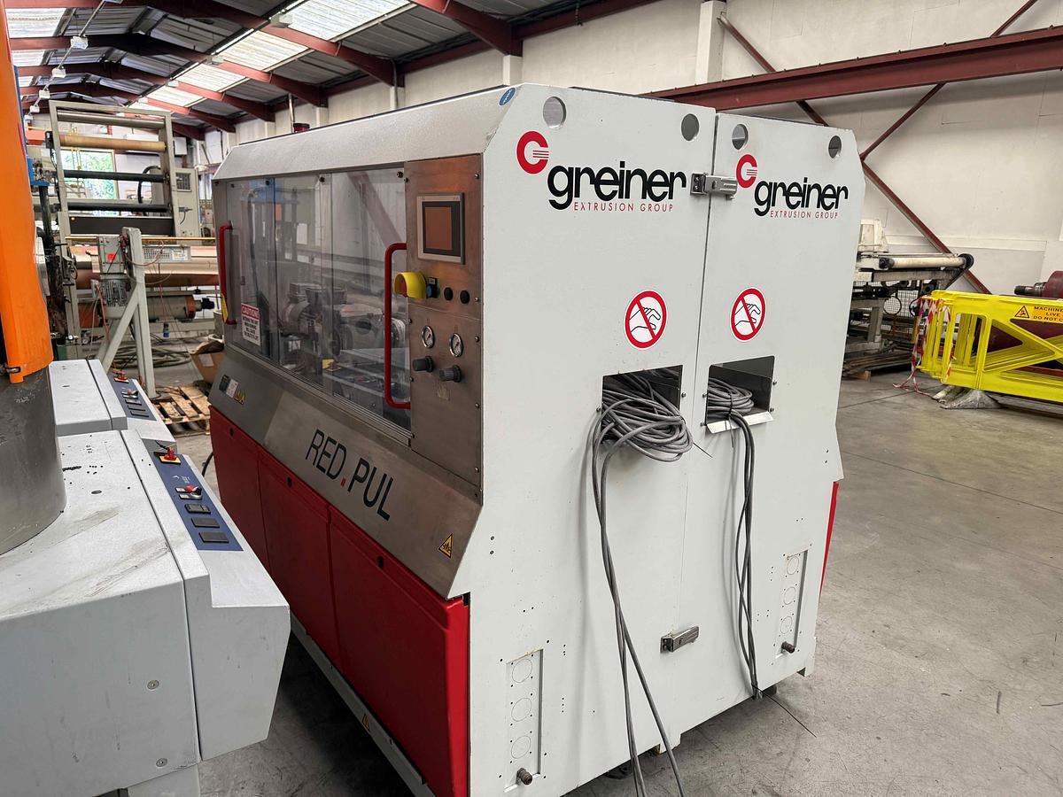 Used 200mm wide Greiner model RED.PUL 08/20-200B-DUAL-II Dual Pull Haul Off Unit. 2018