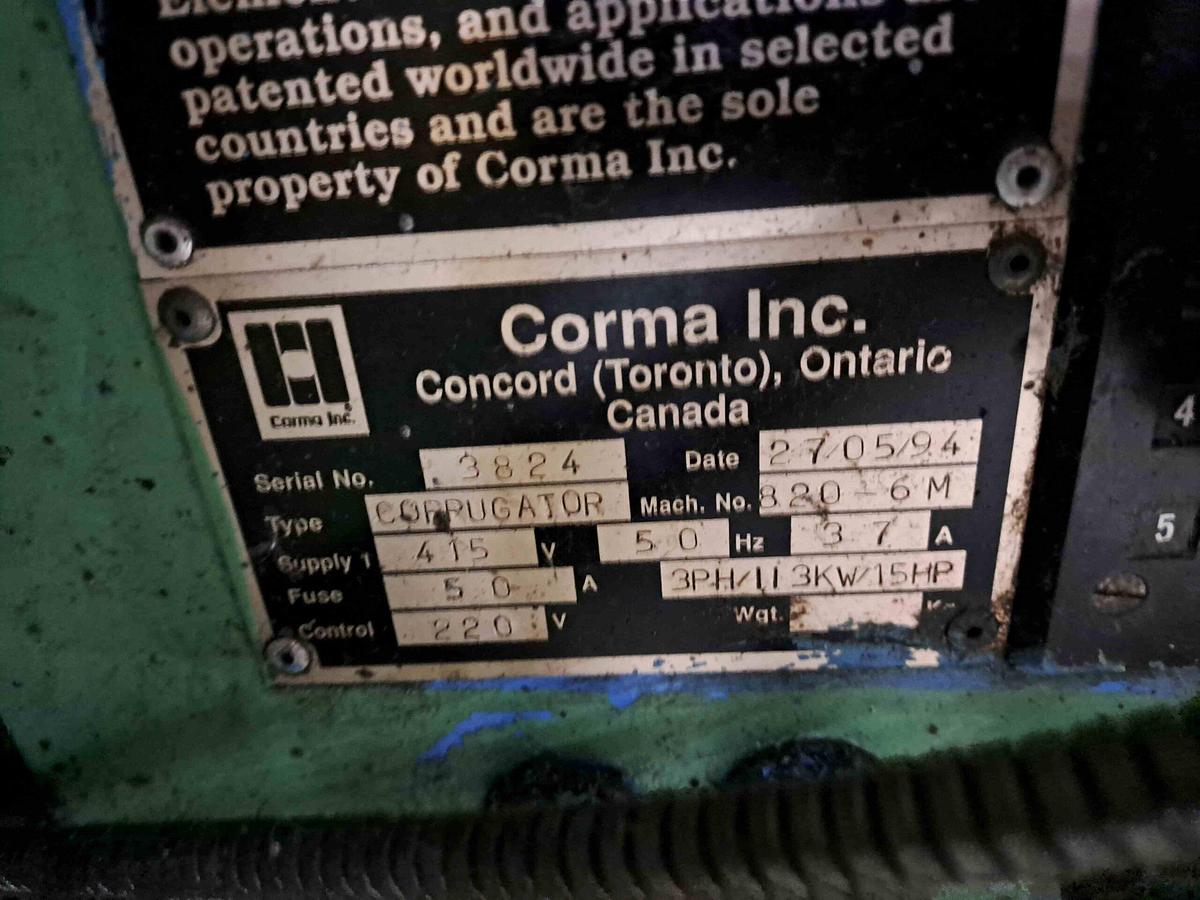 Used 250mm Battenfeld corrugated pipe line with 90mm Battenfeld 1-90-30B extruder, Corma 820-6M corrugator, Cooling tank, take off table.