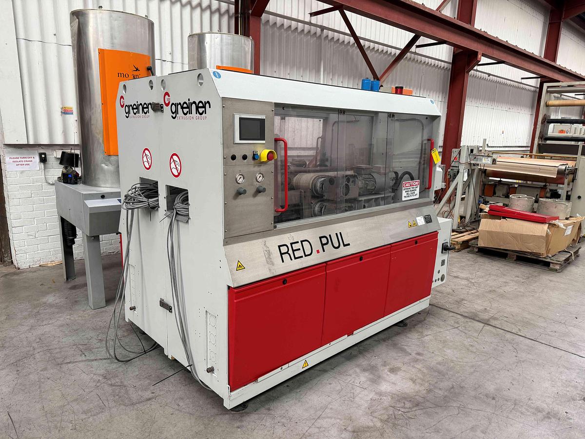 Used 200mm wide Greiner model RED.PUL 08/20-200B-DUAL-II Dual Pull Haul Off Unit. 2018