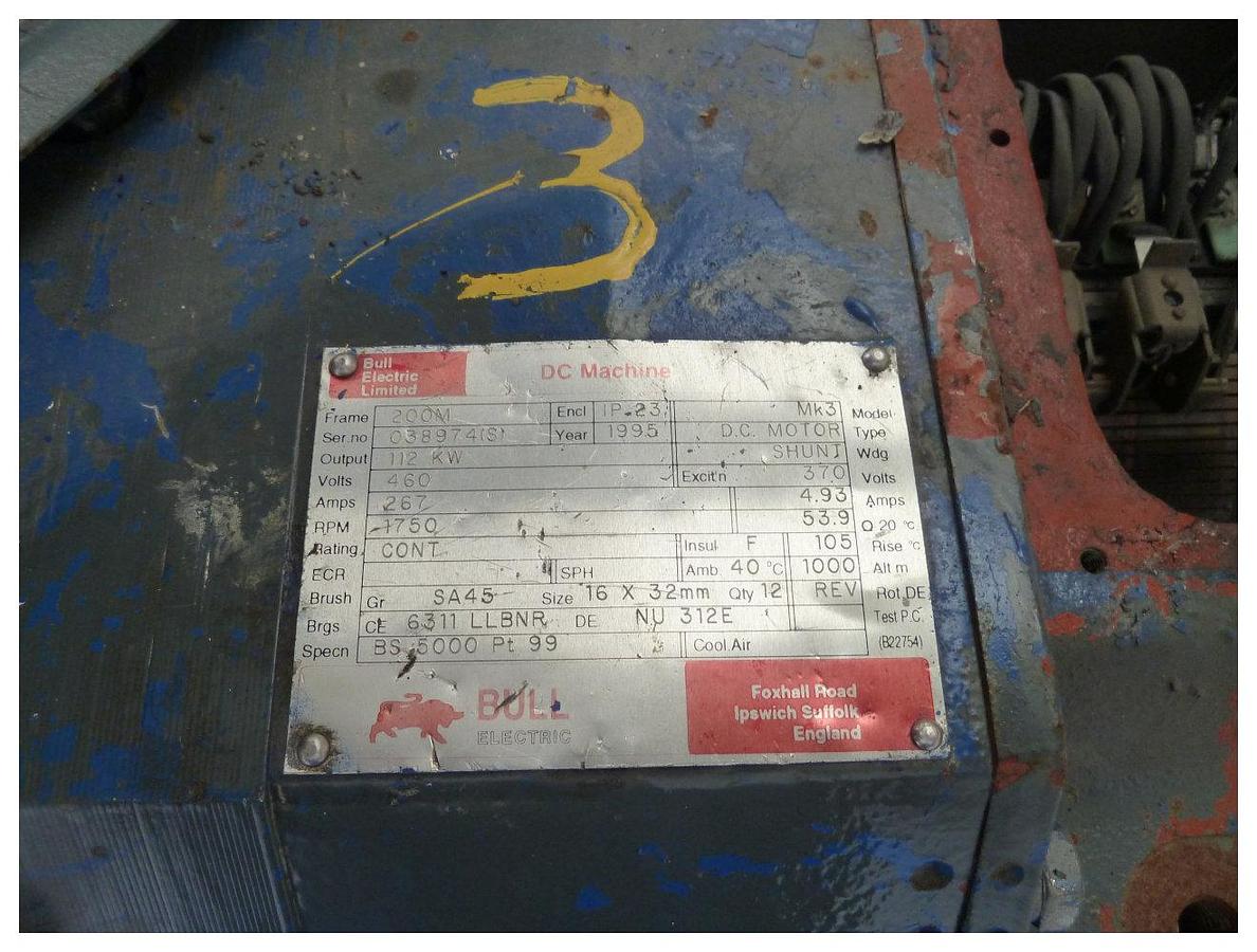 Used 112kw Bull DC motor 1750 rpm  267 amps