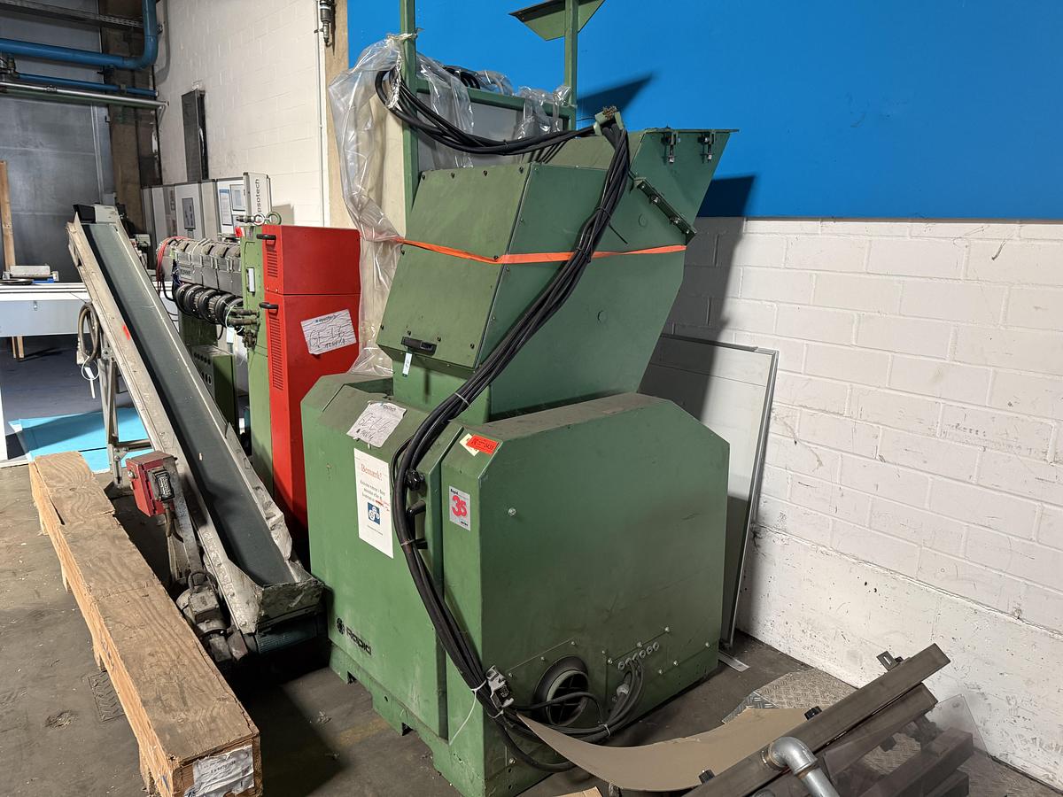 Used 450mm x 350mm Rapid model 3545 KUP granulator soundproofed with 22kw motor. 