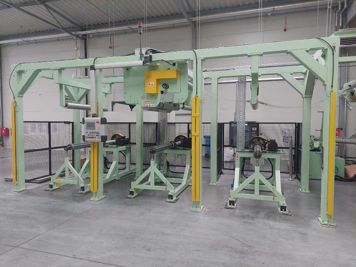 Used 1000mm wide Amut PET sheet line. 0.2-1.5mm. 100mm+48mm single extruders, 1000mm wide x 450mm calender, scanner, haul off 3 station winder. 2018