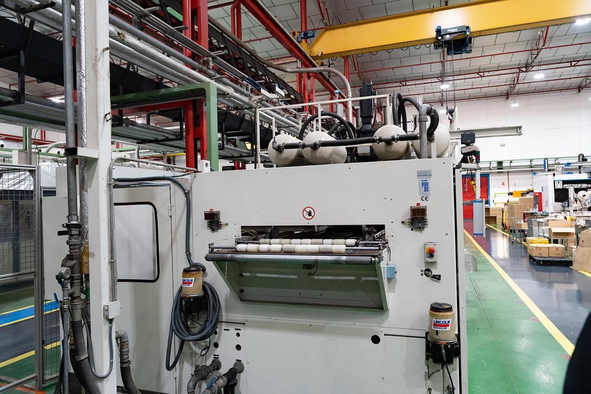 Used Complete PP PS PET Illig RDM 75K and 80K factory comprising 4 in line thermoformers with Amut extrusion systems, Illig thermoformers and stacking. Complete suite of tooling. 2007-2010