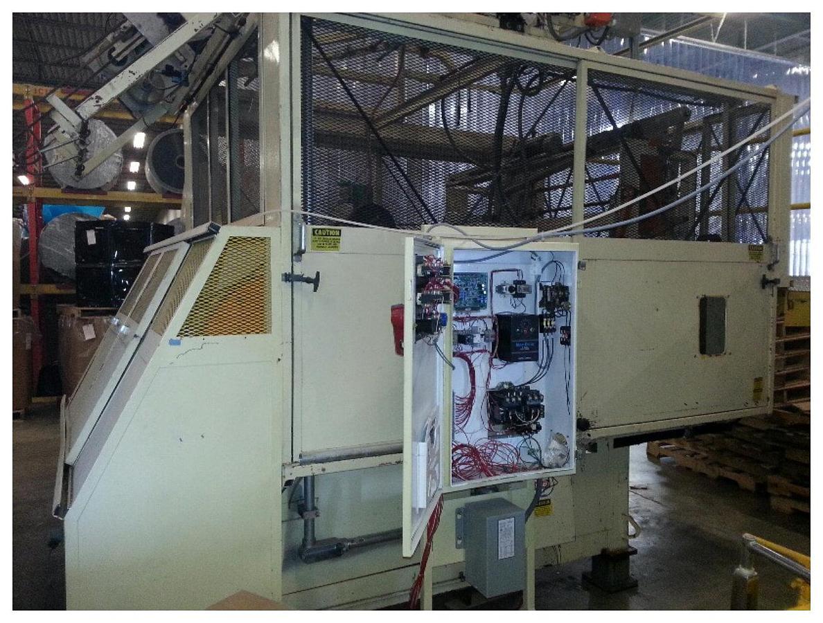 Used 44" (1117mm) wide Irwin model 44 thermoforming machine. 44" x 40" forming area 6" draw 200" ovens top and bottom. 44" wide Lyle Horizontal trim press 1995