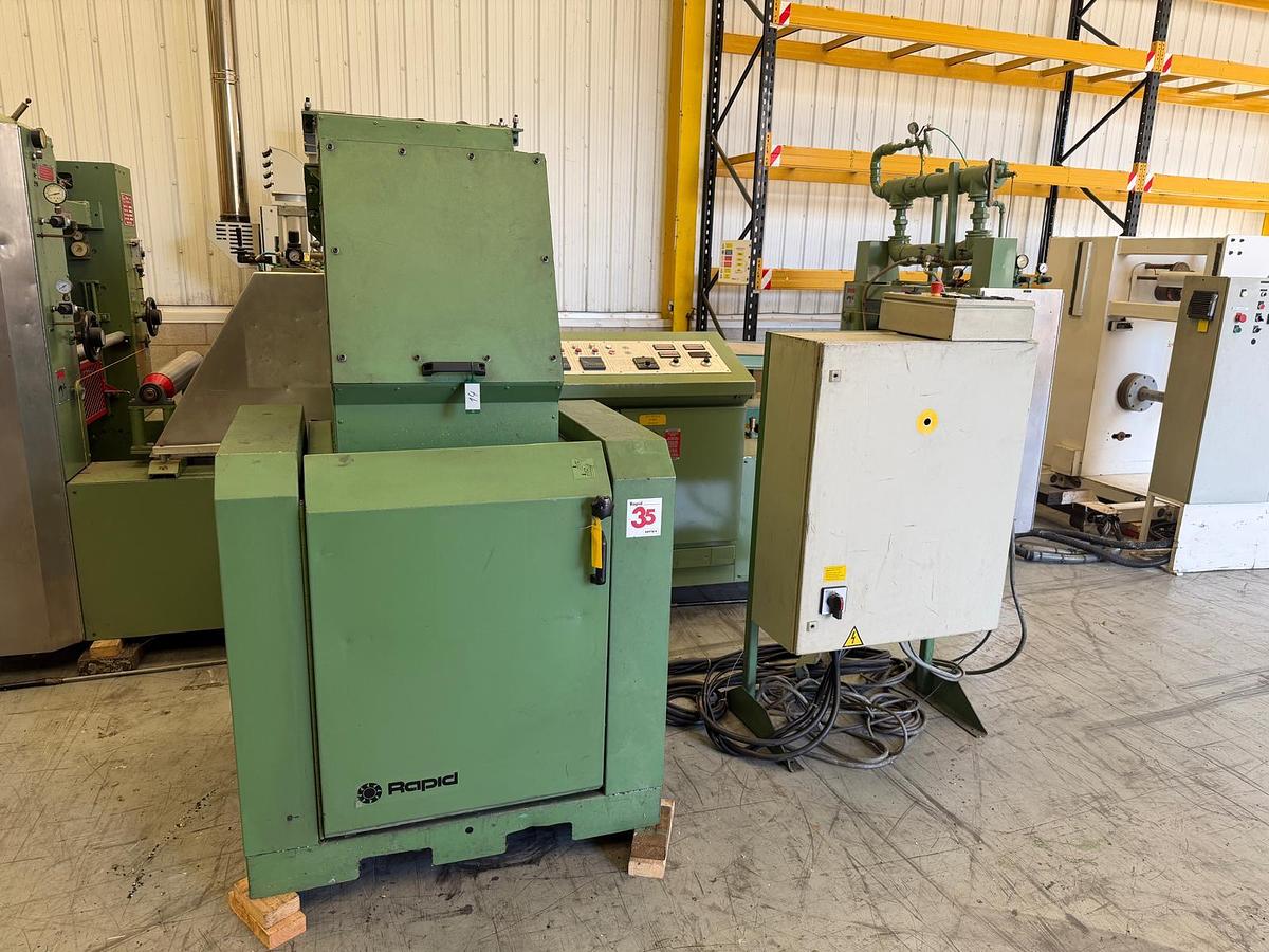 Used 450mm x 350mm Rapid model 3545 KUP granulator soundproofed with 22kw motor.
